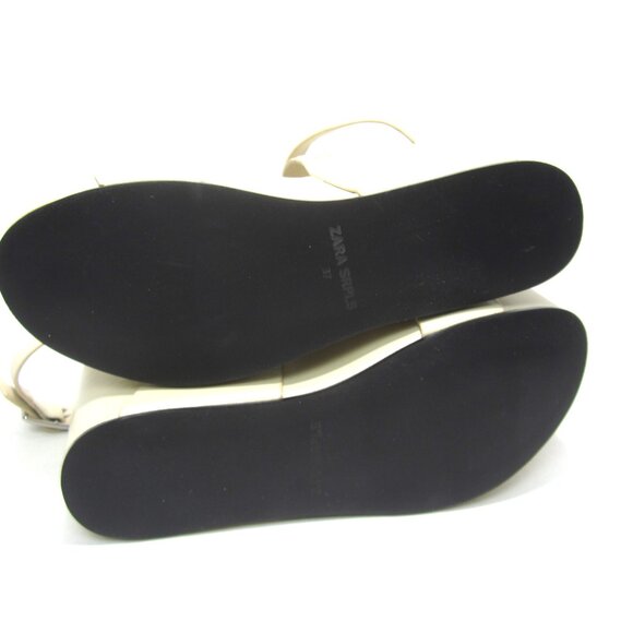Zara SRPLS Collection NEW Women's Size 6.5 37 Cream Platform Leather Sandals - Picture 15 of 16
